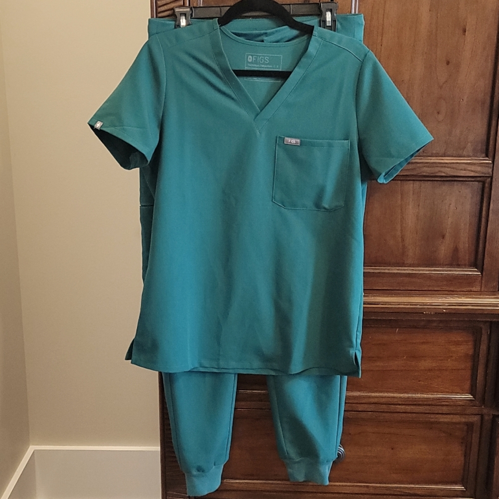 Figs Scrub Set Small Zamora/Catarina EUC Dk Green